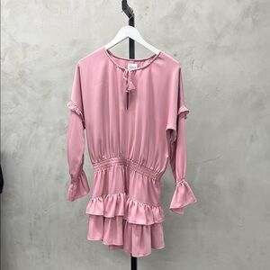 Misa Los Angeles Pink Ruffle Blouse